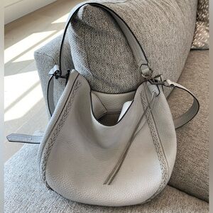 Rebecca Minkoff leather light grey crossbody satchel